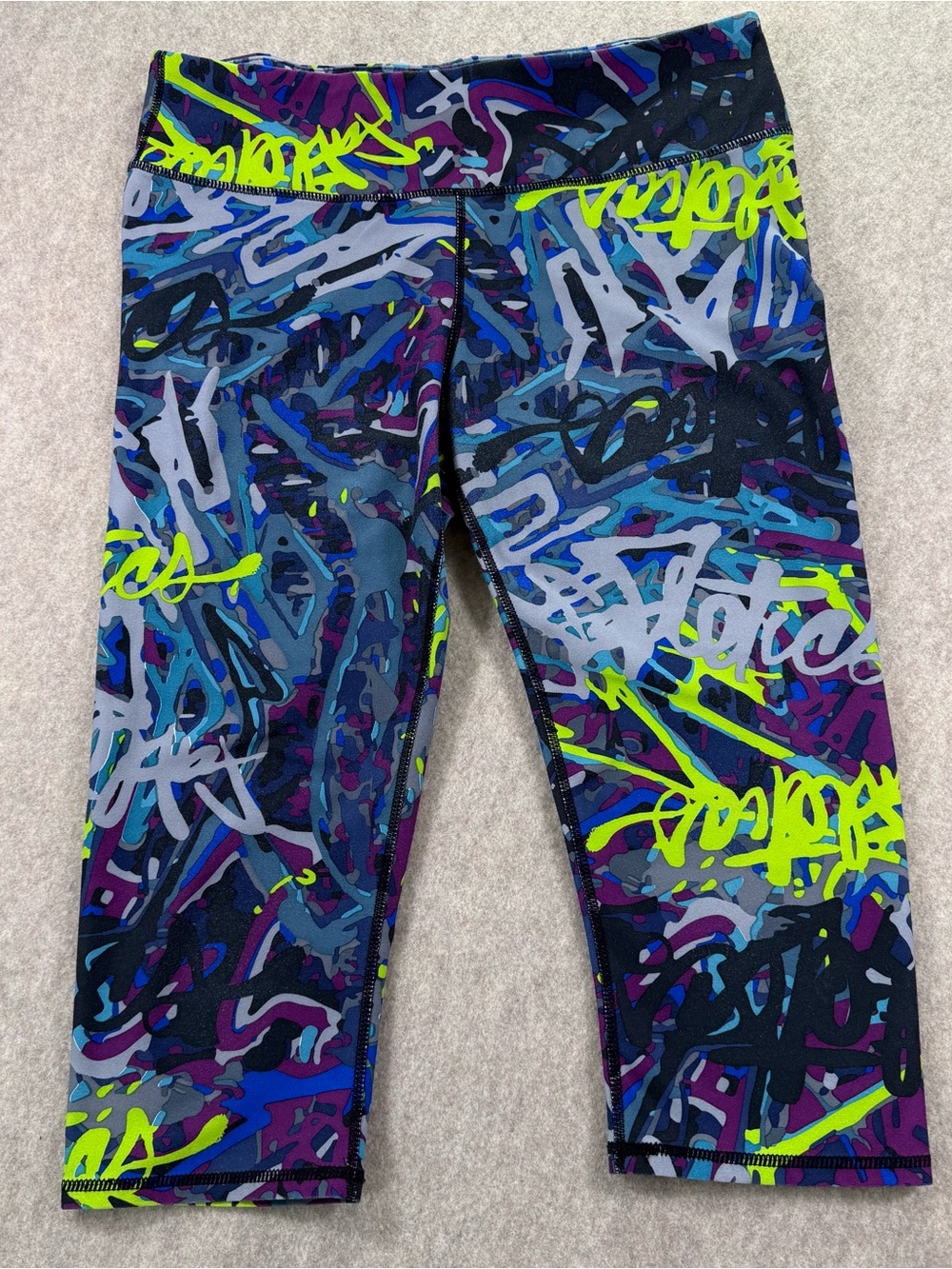 Fabletics Women’s Performance Capri Leggings - Neon Graffiti Print Size M